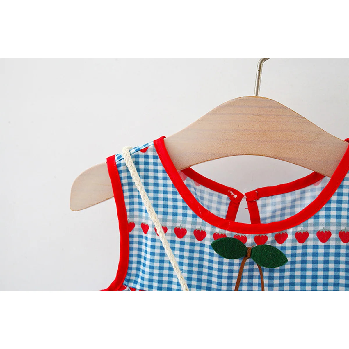 Restroo - Cherry Plaid Heart Dress & Bag Set