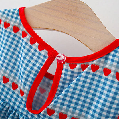 Restroo - Cherry Plaid Heart Dress & Bag Set